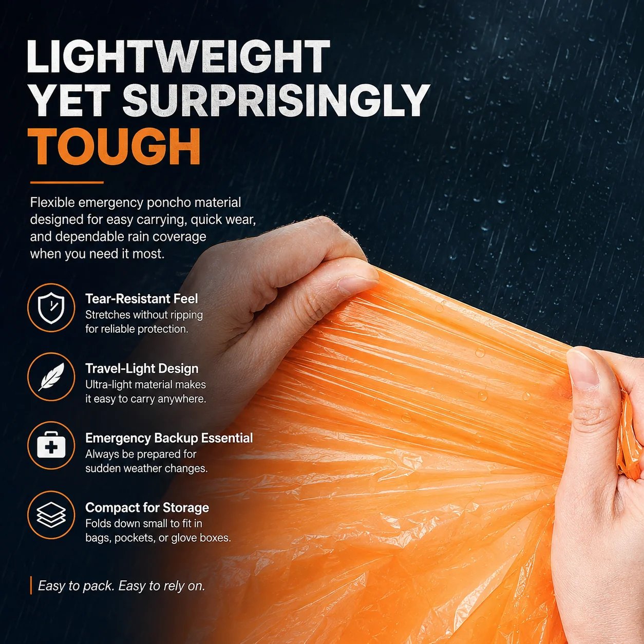 Portable raincoat showing water-resistant protection