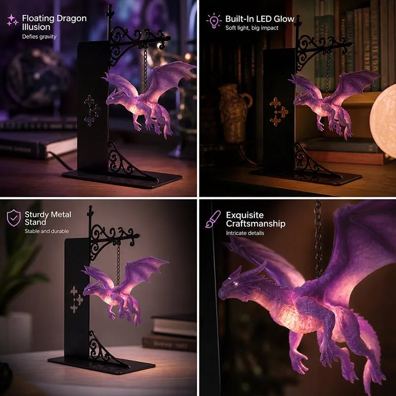 Dragon bookshelf lamp decorative LED room accent