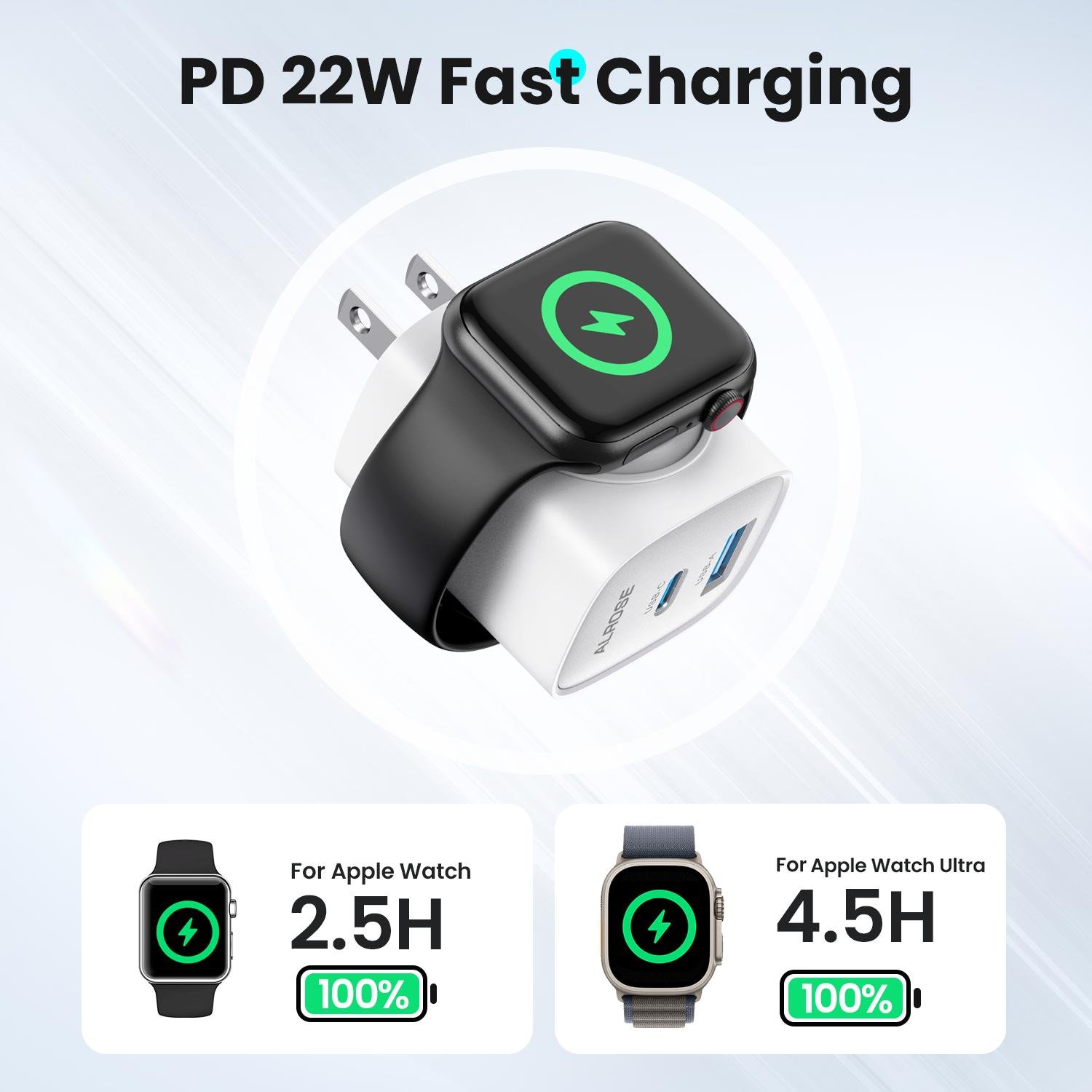 TOPADRE 3-in-1 Magnetic Wireless Cordless PD USB-C Wall Charger Block - 20W Fast Charging, Includes Cable, Compatible with iWatch Ultra/9/8/7/6, iPhone 17/17 Pro/16/16 Pro/15 Series, Electronic Cellphone
