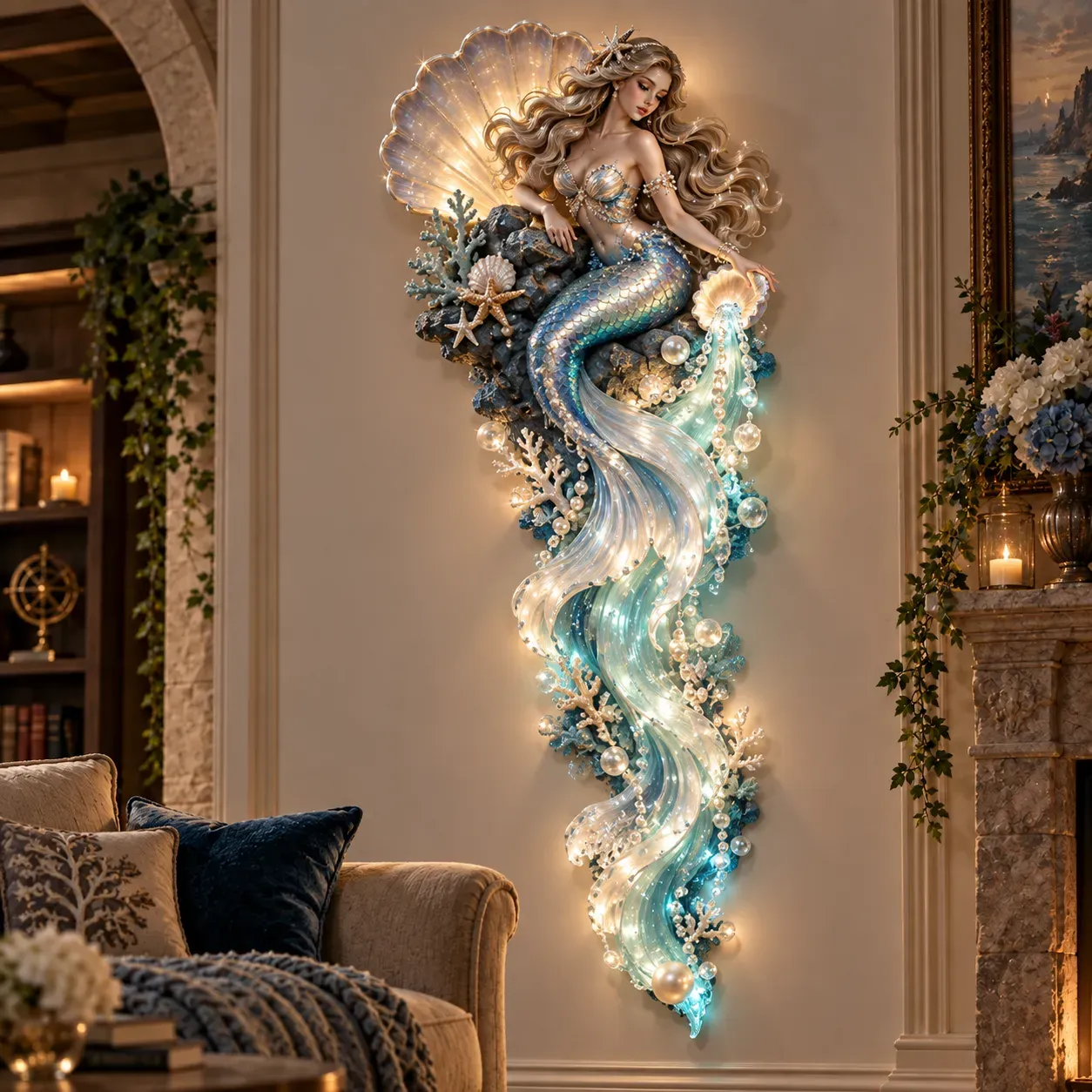 Mermaid Pearl wall decor in room