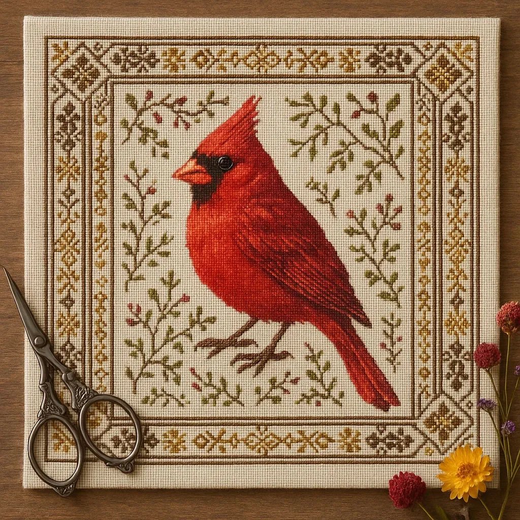 🐦 Cardinal Cross Stitch Kit