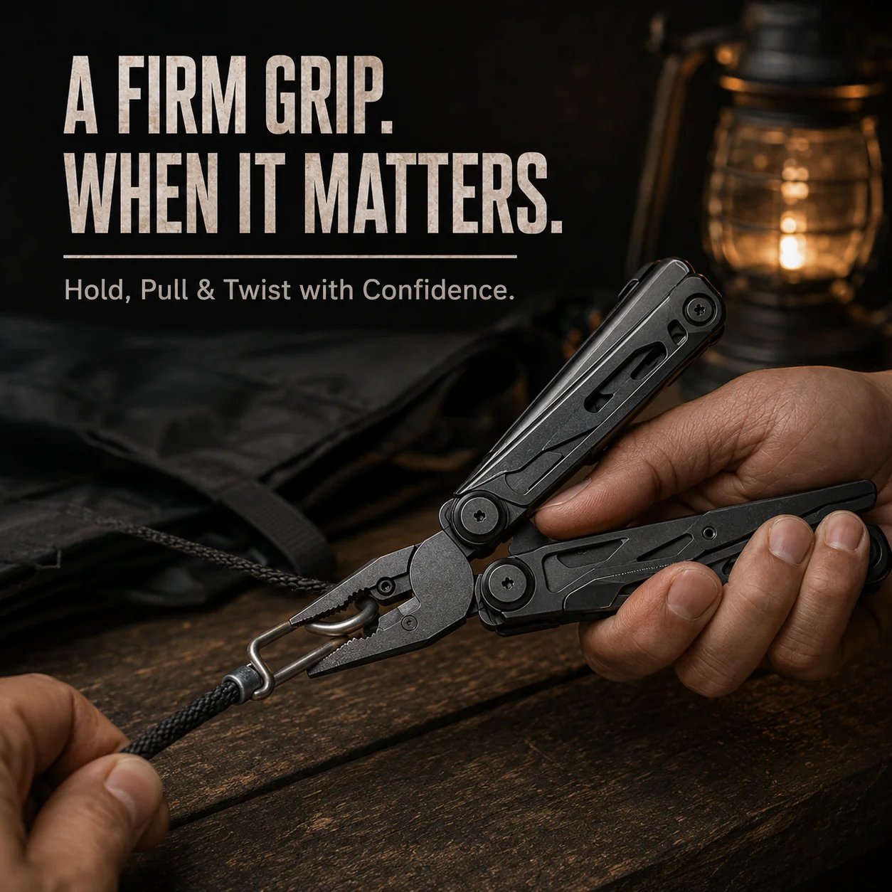 Camping multitool ready for outdoor and vehicle use