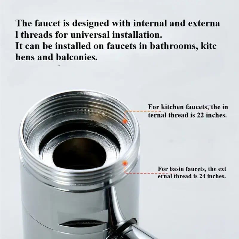 Product Introduction of 1440° Rotatable Faucet Aerator Extension for Toddlers, Dual Sprayer Mode Bathroom & Kitchen Faucet Attachment, Tap Head Replacement for Smart Face Washing 4