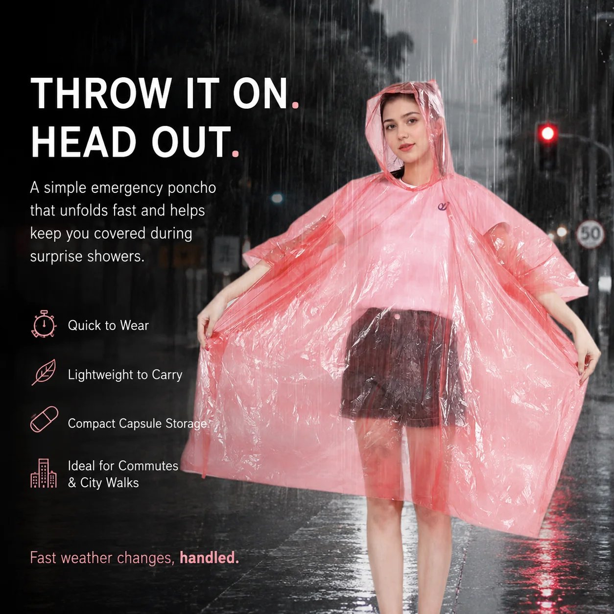 Lightweight portable raincoat for outdoor movement