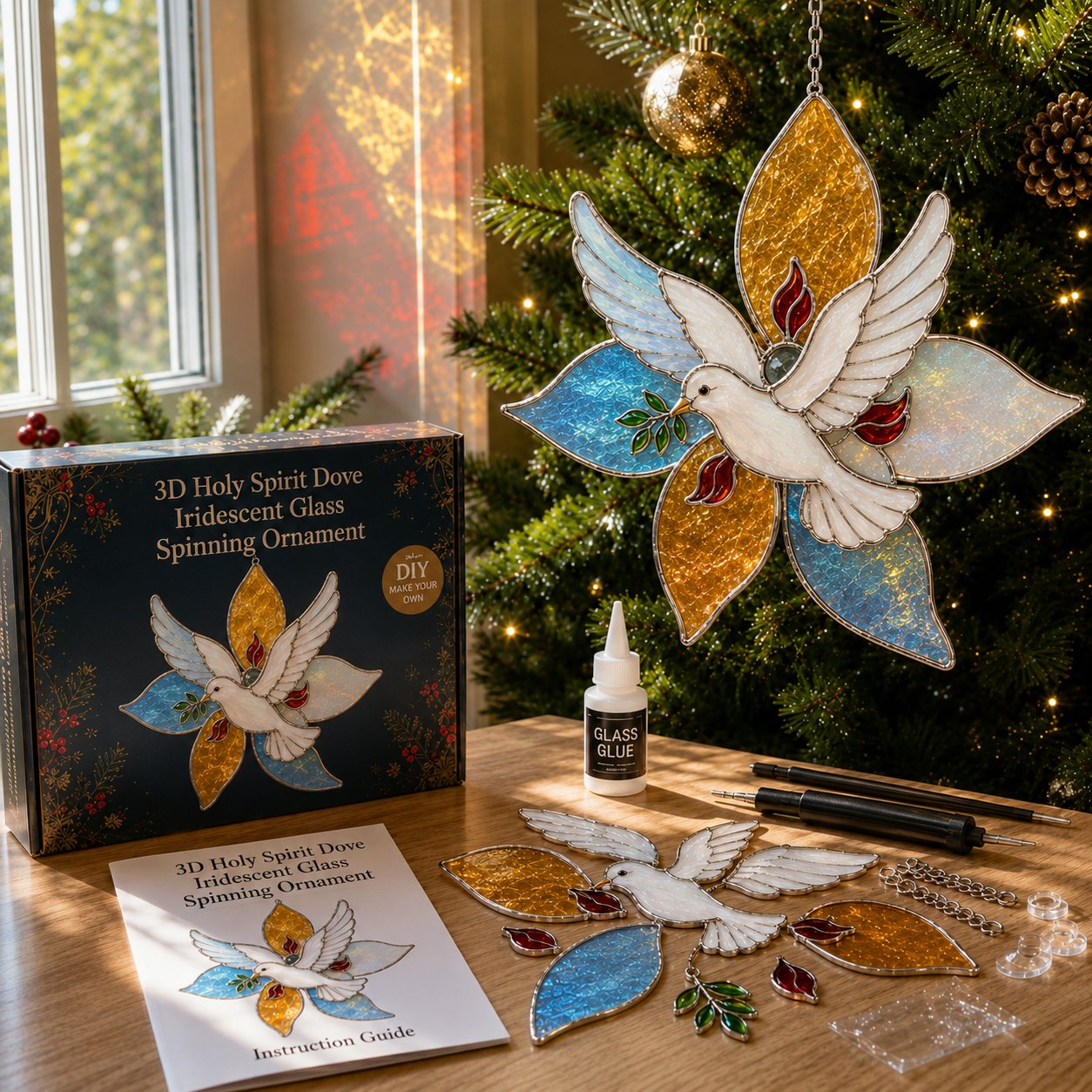 Holy Spirit Dove iridescent suncatcher kit