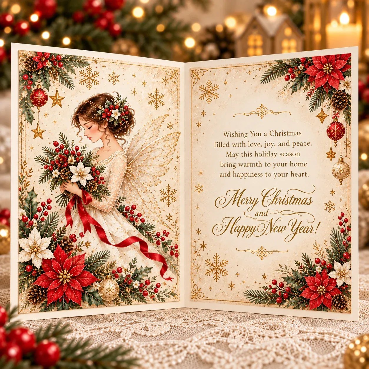 Dimensional Christmas Angel Greeting Card Details