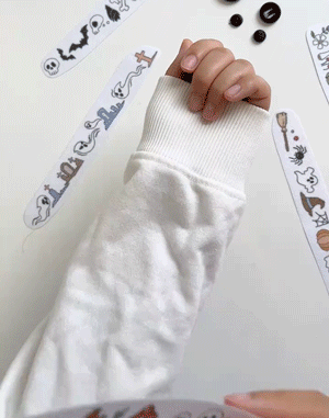 Halloween embroidery pattern being stitched