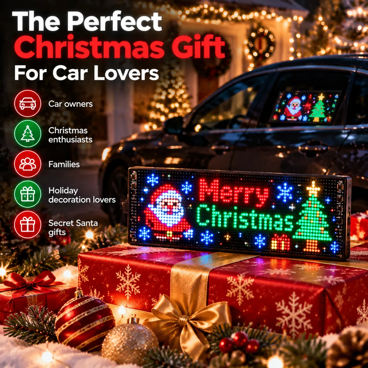 Christmas LED car window display as a holiday gift