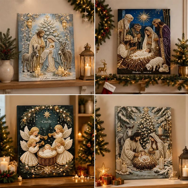 Nativity scene diamond painting kit gift idea for Christmas