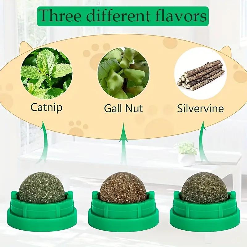 Catnip Toys Balls 4 Pcs, Extra Cat Energy Ball, Edible Kitten Silvervine Toys, Healthy Kitty Teeth Cleaning Dental Chew Toys, Cat Wall Treats Cat Stuf