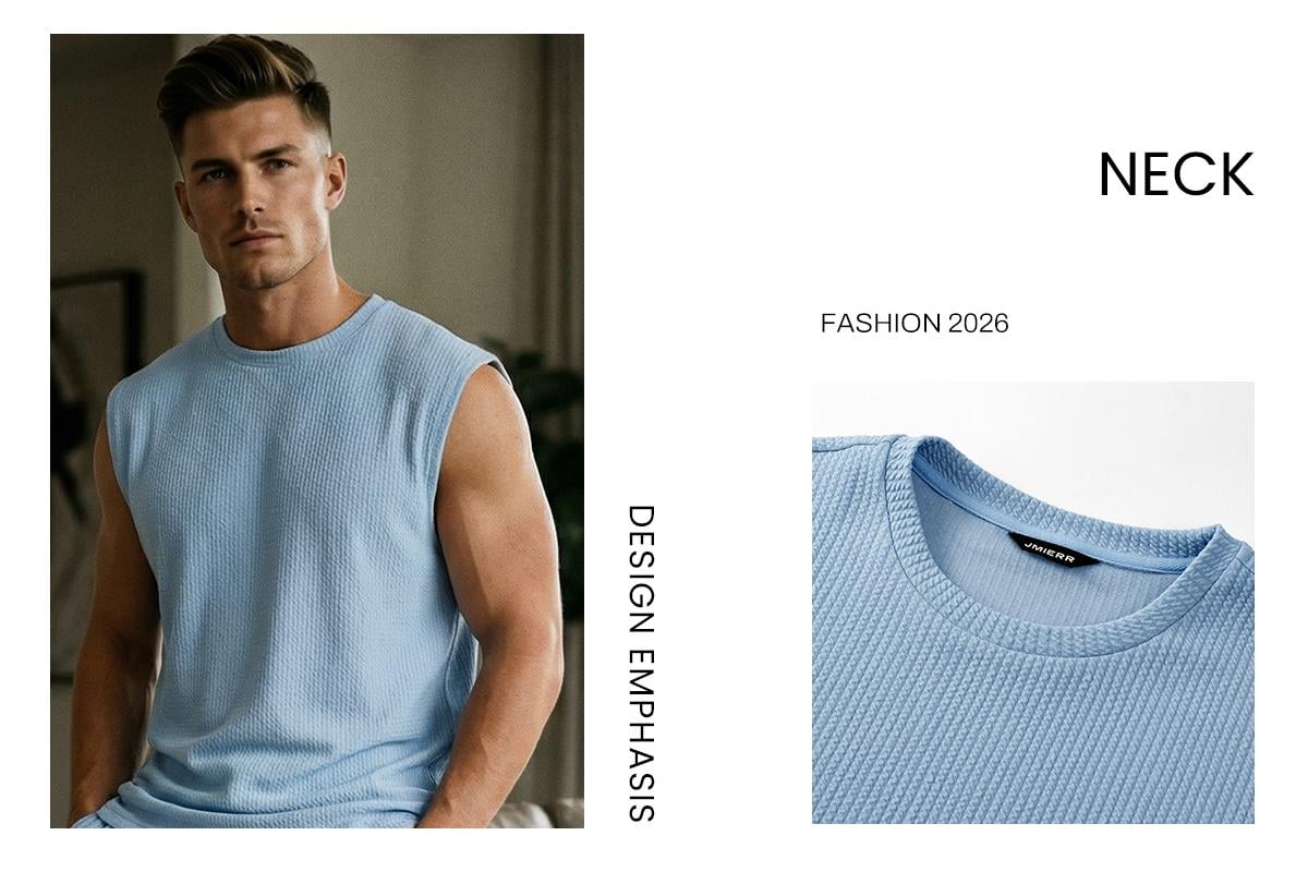 JMIERR Mens 2 Piece Rib Knit Sweatsuit Summer Sleeveless Tank Top Baggy Wide Leg Pants Set Vacation Beach Outfit for Men