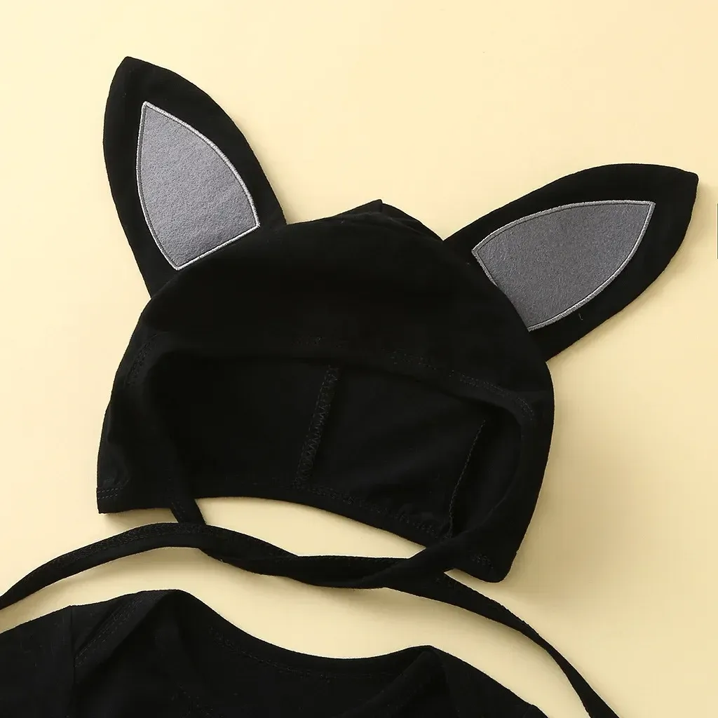 Close-up of matching baby bat hat