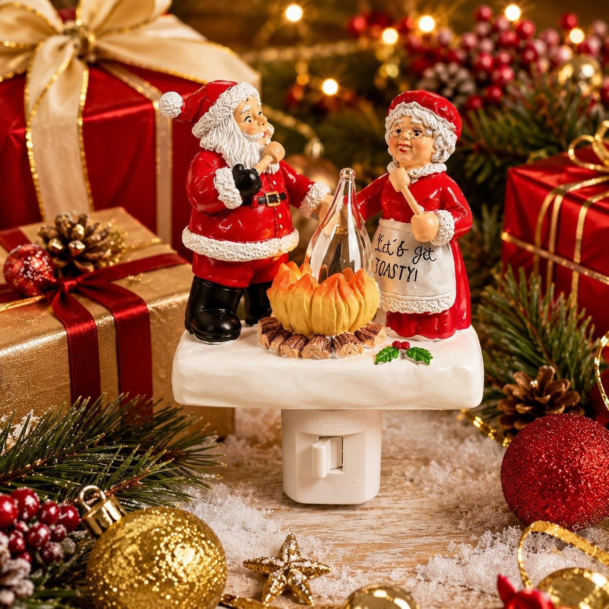 Santa Christmas resin light used in indoor holiday decor