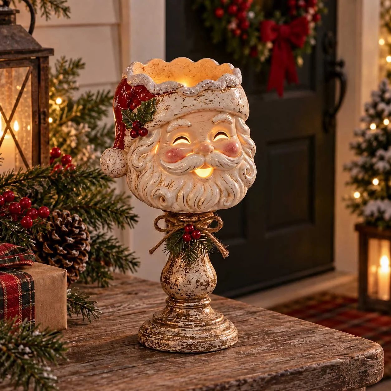 Flameless Christmas tabletop candle holder
