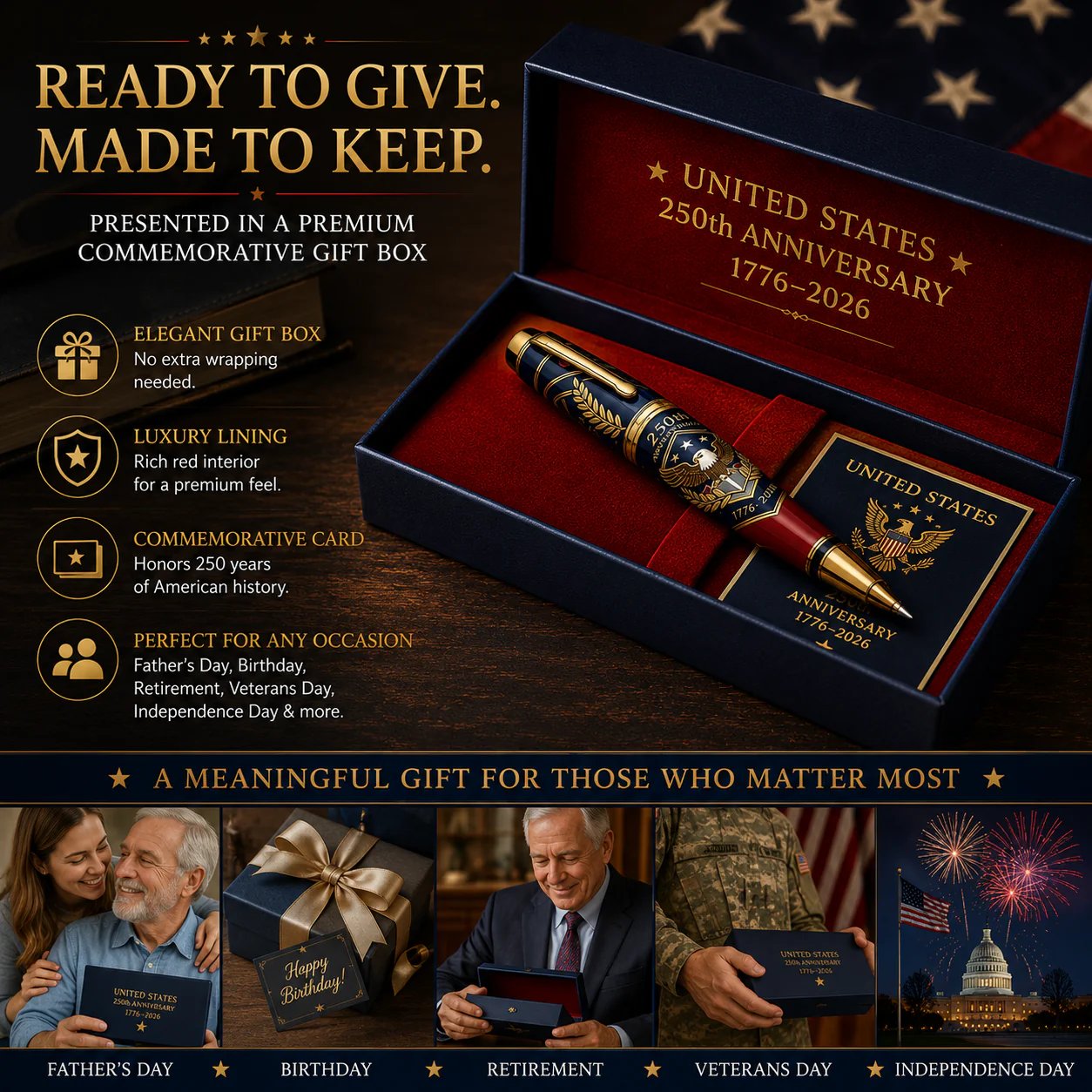 Premium America 250th anniversary pen gift box Premium America 250th anniversary pen gift box