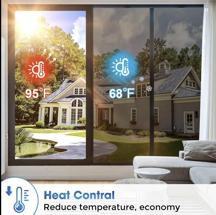 Product Introduction of Window Privacy Film One Way, Reflective Mirror for Daytime Home Office Use, UV Sun Blocking, Heat Control17.5 x 78.74 Inches 17