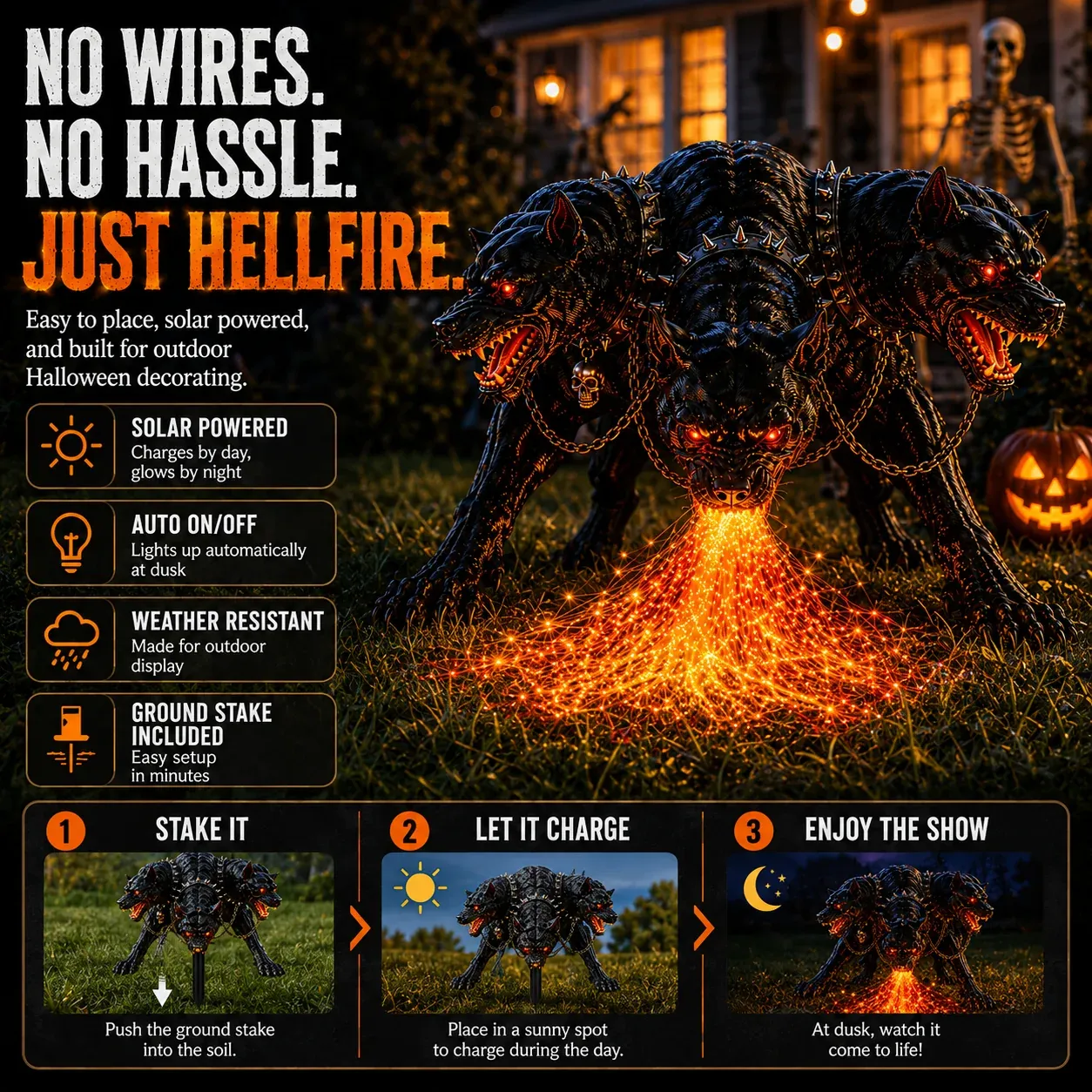 Solar hellhound garden light installation instructions