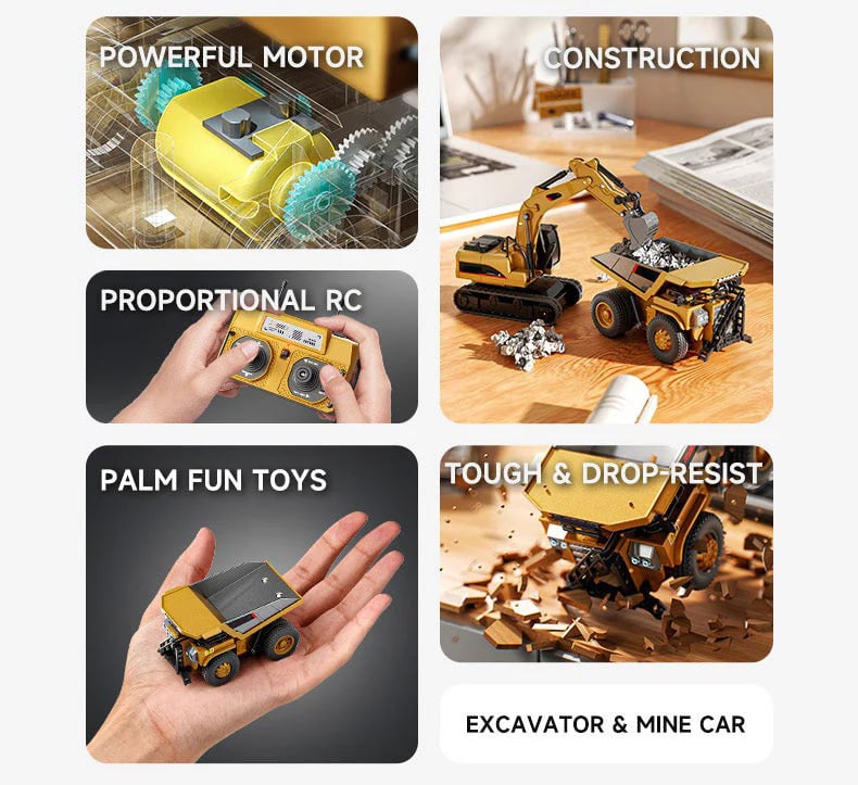 🚜 1/64 Premium Alloy Mini RC Construction Set – Forklift, Excavator & Dump Truck (FREE Shipping Today Only)