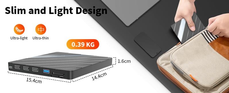 Alxum Laptop DVD Player USB C 3.0 Portable CD Burner with SD/TF Card Slot & 3 USB Ports Compatible with Mac, Windows, Linux