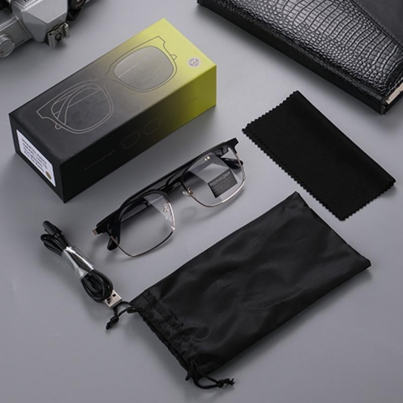 Product Introduction of Bluetooth audio smart glasses with photochromic lenses that darken in sunlight, metal frame, surround sound and microphone 37