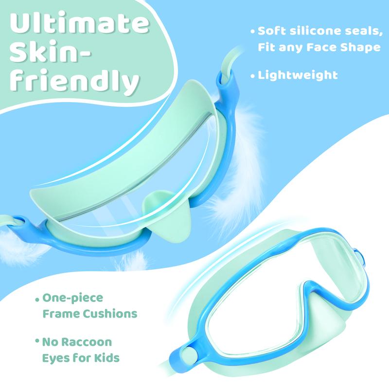 [momhack] Vvinca 2 Pcs Kids-Swim-Goggles with Nose Cover,   Wide View Anti Fog UV Anti Shattered Lens for Kids 3-6/6-15 5