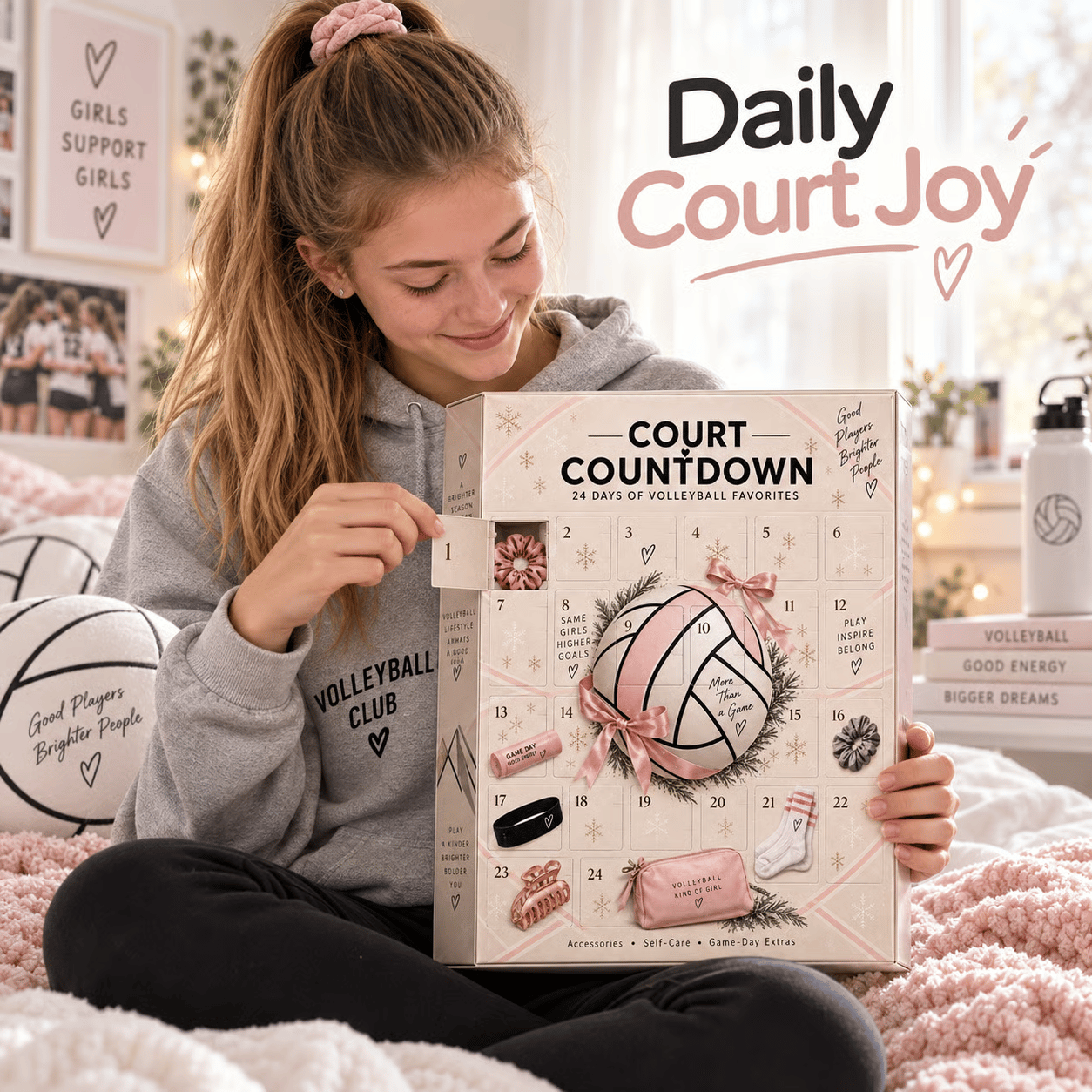 Volleyball advent calendar festive holiday setting