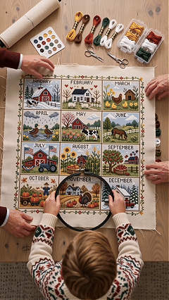 12-month cross stitch kit preview