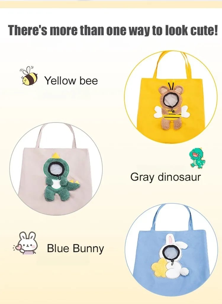 Bee bunny and dinosaur pet carrier styles