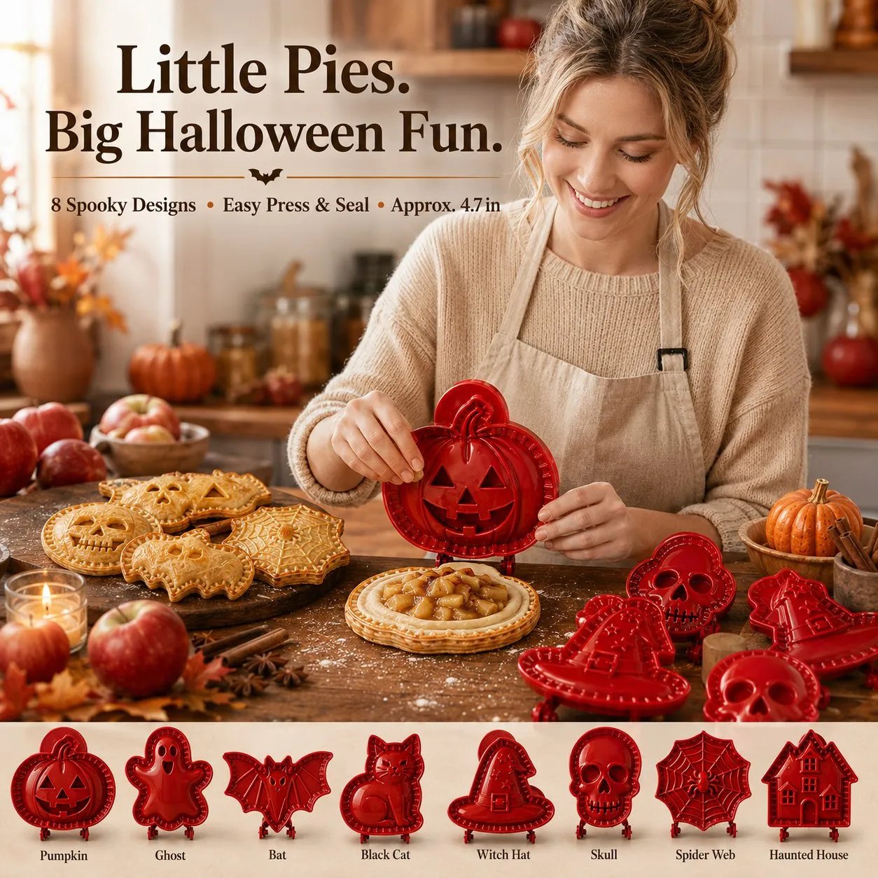 8 Halloween pie mold designs
