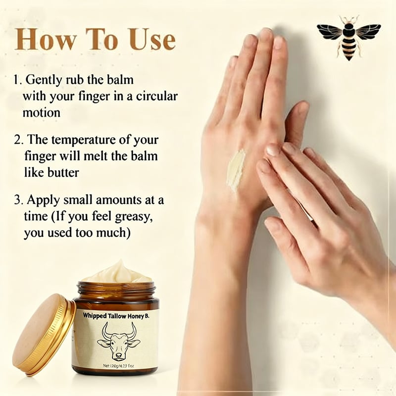 Whipped Grass-Fed Beef Tallow Honey Balm