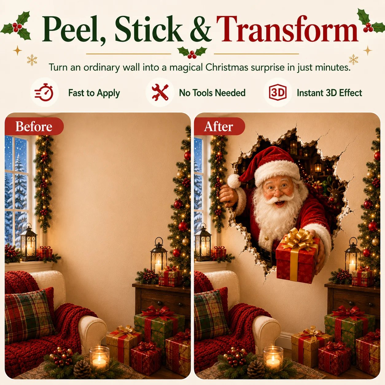 Christmas Break-Through Wall Decal – 8 Designs view 4