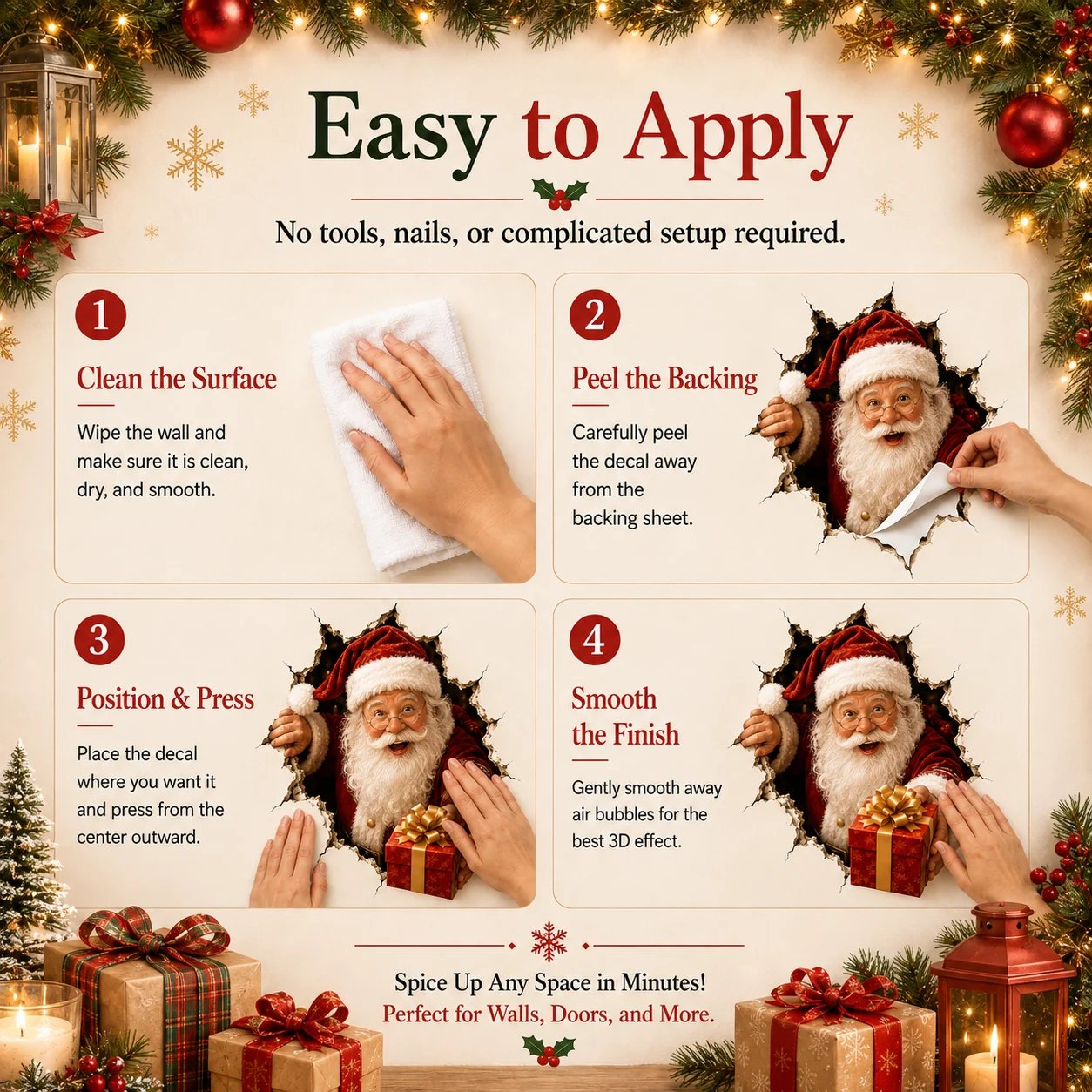 Christmas Break-Through Wall Decal – 8 Designs in context