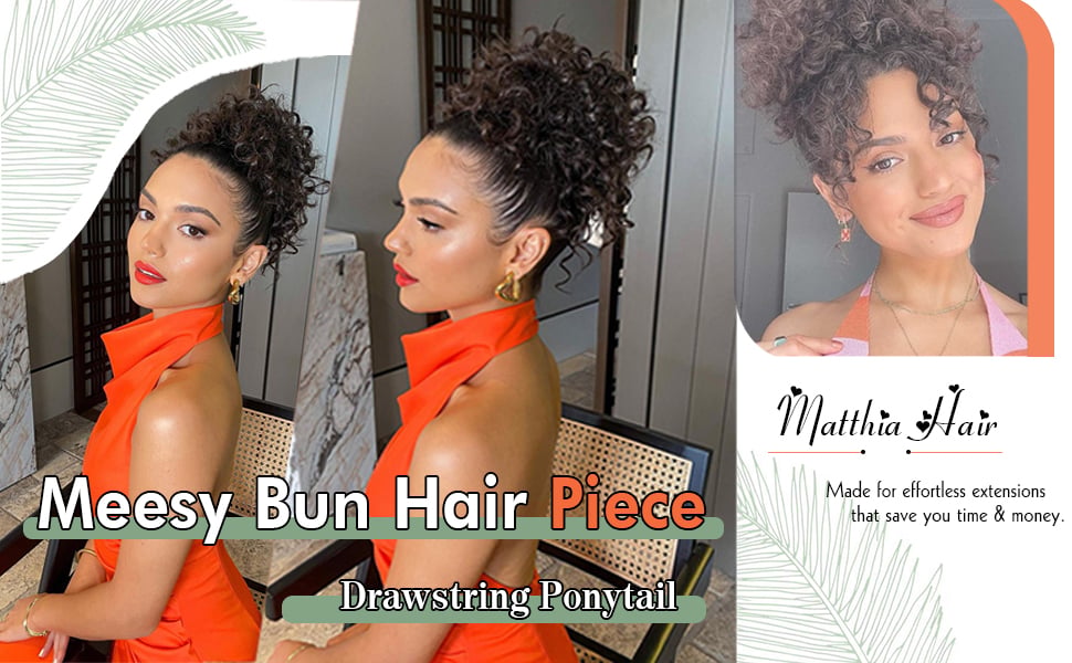 messy bun hair piece drawstring ponytail for black women