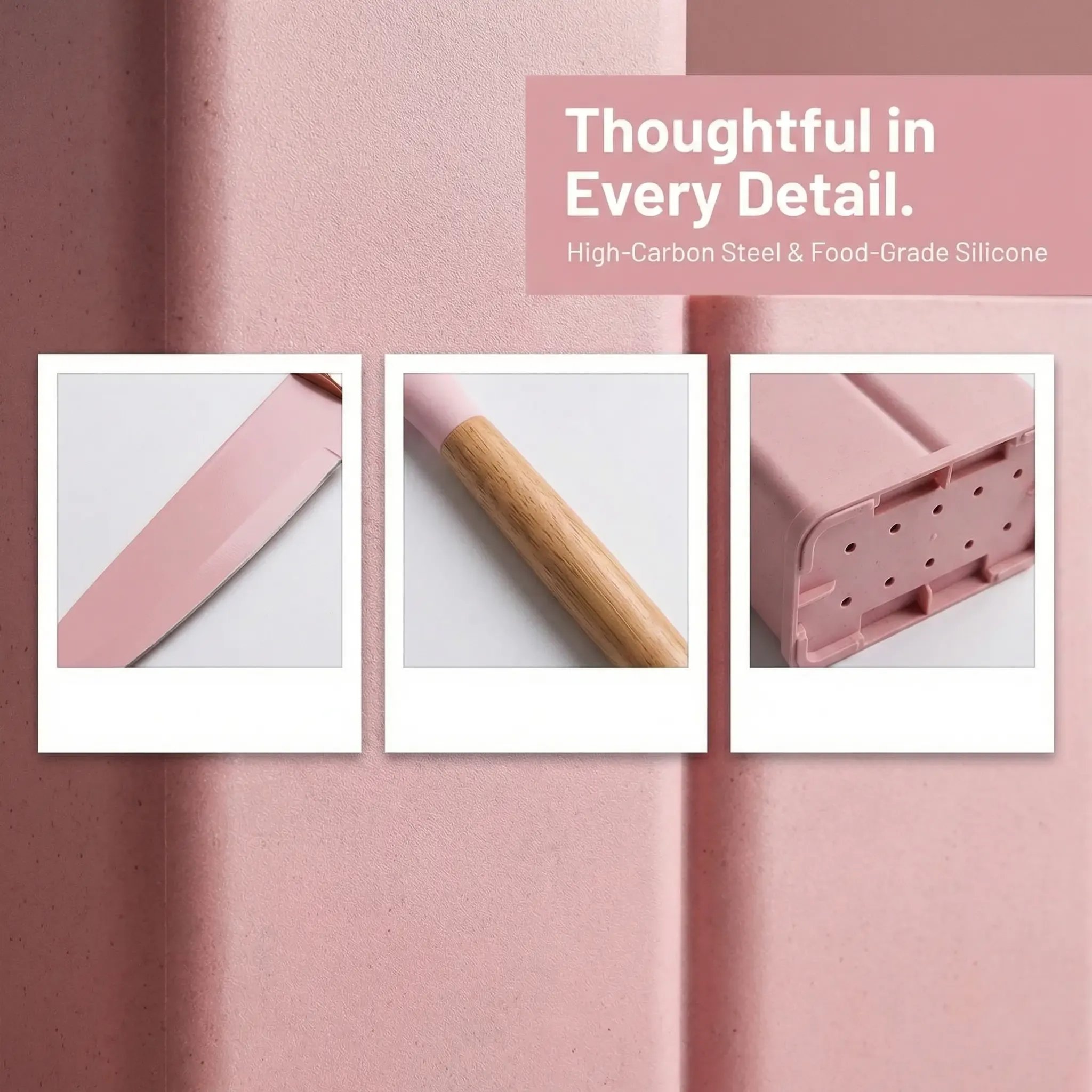 High carbon steel blade and food grade silicone kitchen tools