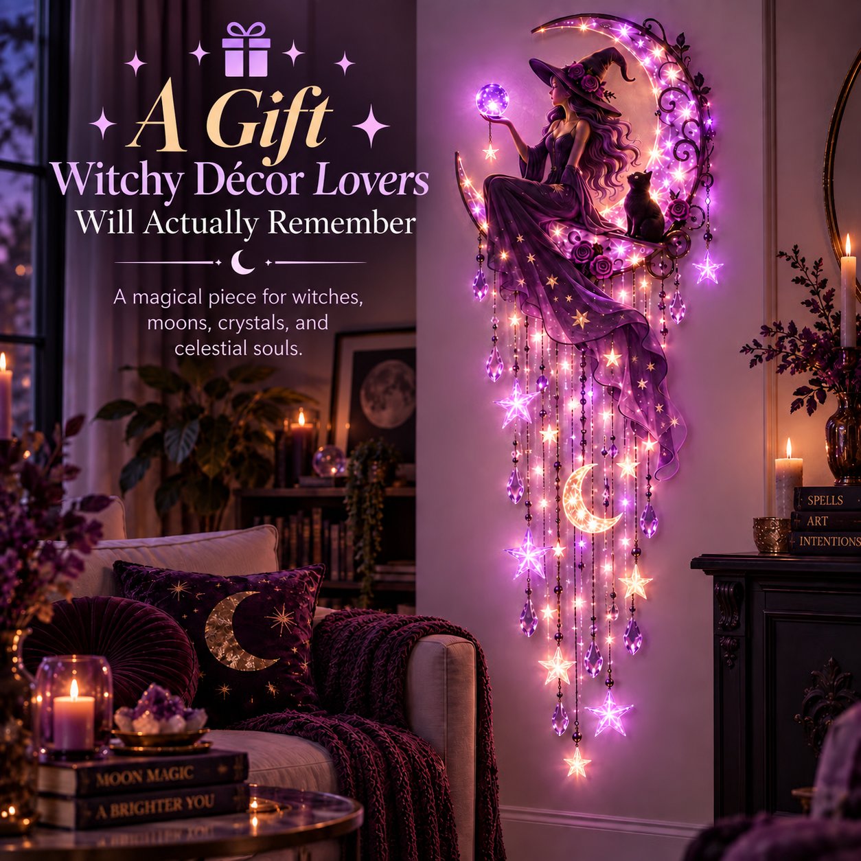 Witch moon wall light gift idea