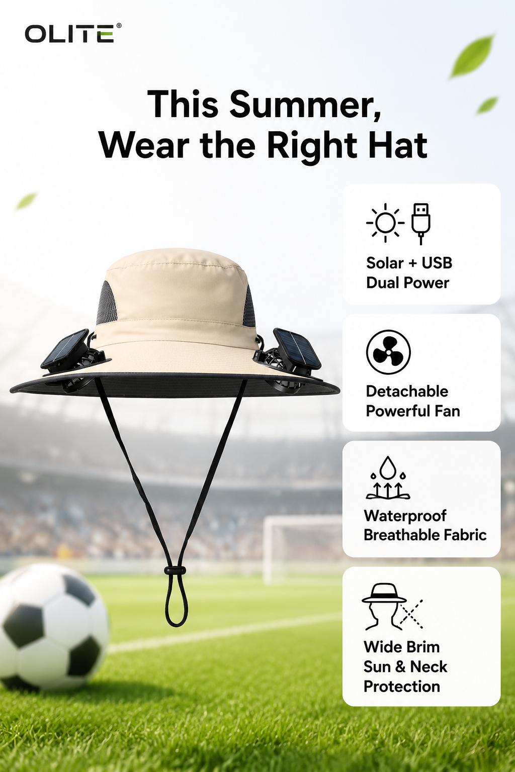 New Solar-Powered Outdoor Cooling Fan Hat — Sun Protection Hat with Solar Fan | Dual-Power Rechargeable Fan | Outdoor Water-Resistant Fan | Ideal for Sporting Events | Unisex Design | TikTokShopSpringGlowUp Sun Bucket Hat Lightweight Golf Hat