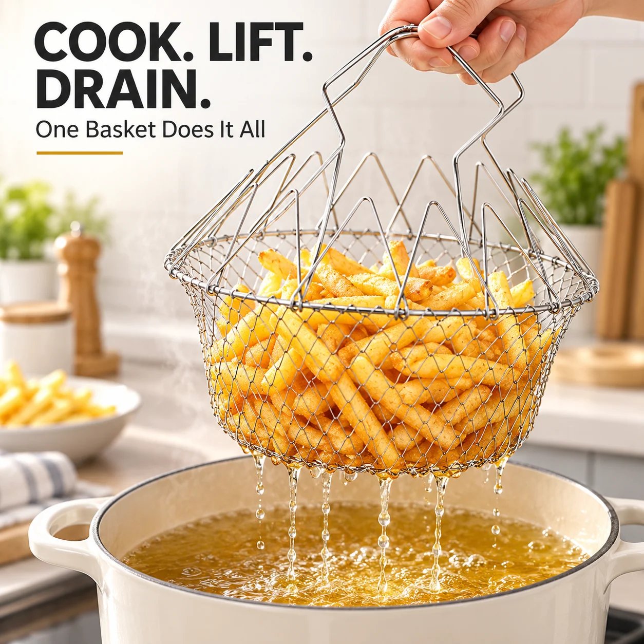 Boiling and blanching vegetables easily inside pot
