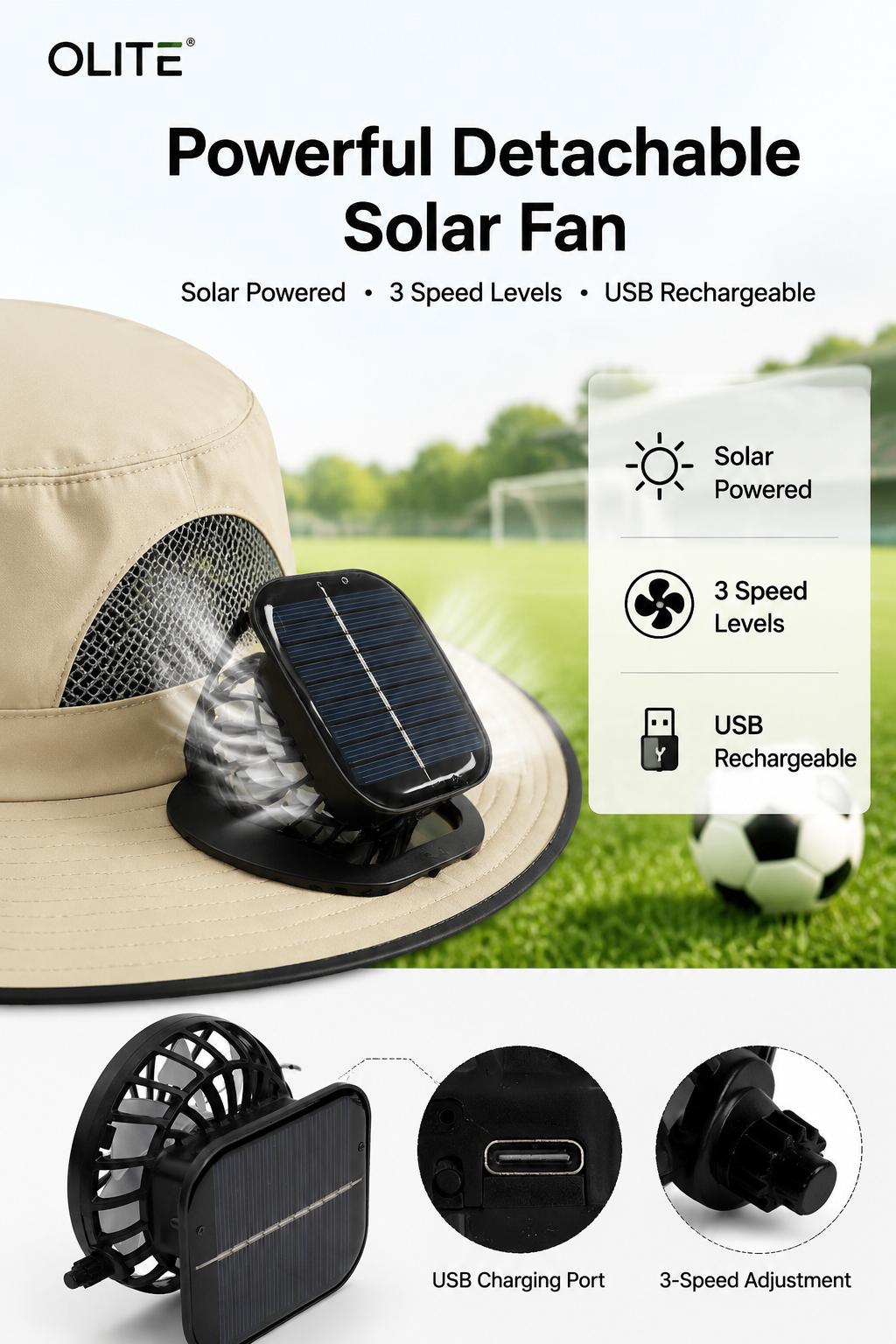 New Solar-Powered Outdoor Cooling Fan Hat — Sun Protection Hat with Solar Fan | Dual-Power Rechargeable Fan | Outdoor Water-Resistant Fan | Ideal for Sporting Events | Unisex Design | TikTokShopSpringGlowUp Sun Bucket Hat Lightweight Golf Hat