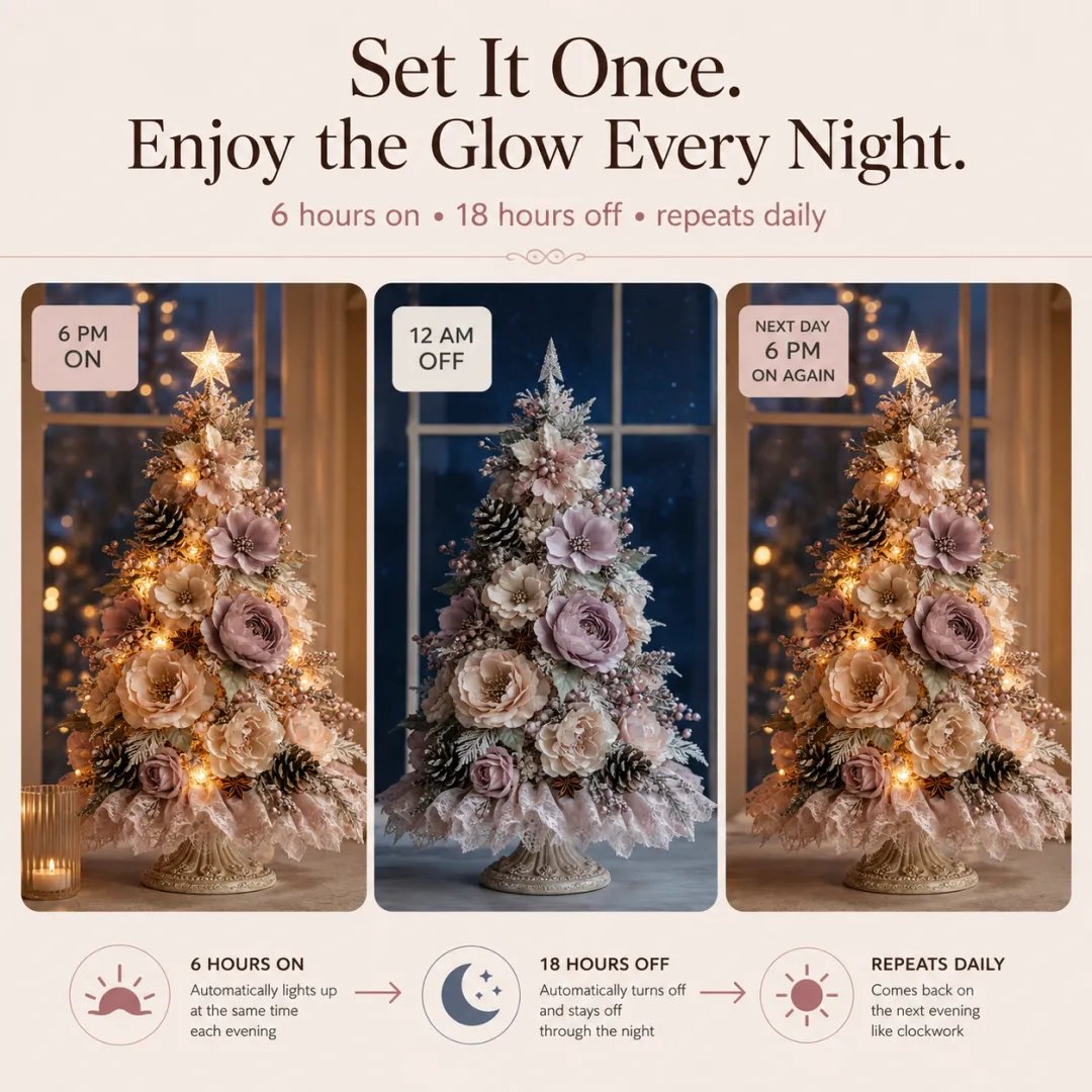 Blush Christmas tree styled effortlessly on home furniture