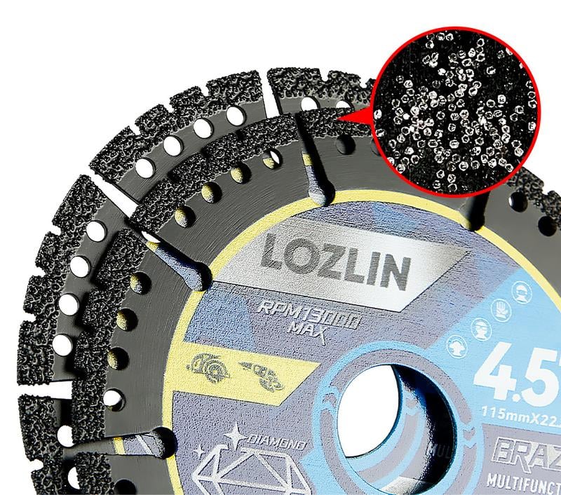 LOZLIN 4.5" 1PCS/3PCS Multi-Material Cutting Blades - Dry Cut Metal,  Tile, Stone & Plastic - Angle Grinder Saw Blades for Alloy, Cast Iron & Marble (115mm) Tool Accessories