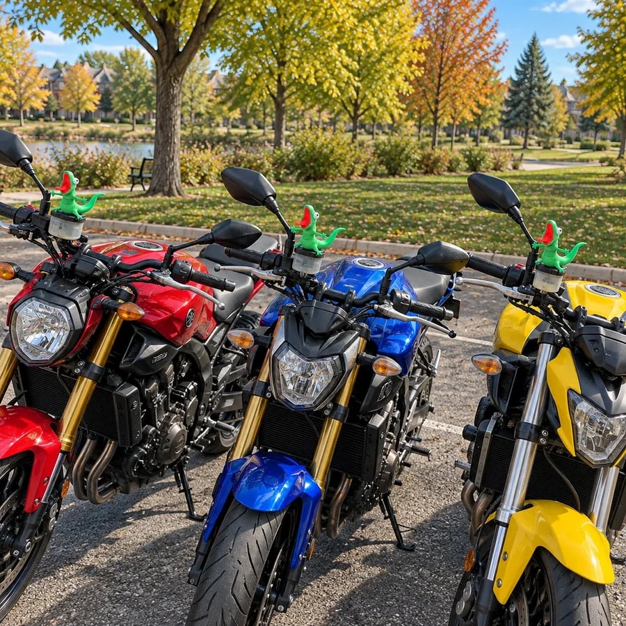 Character decoration shown with motorcycles