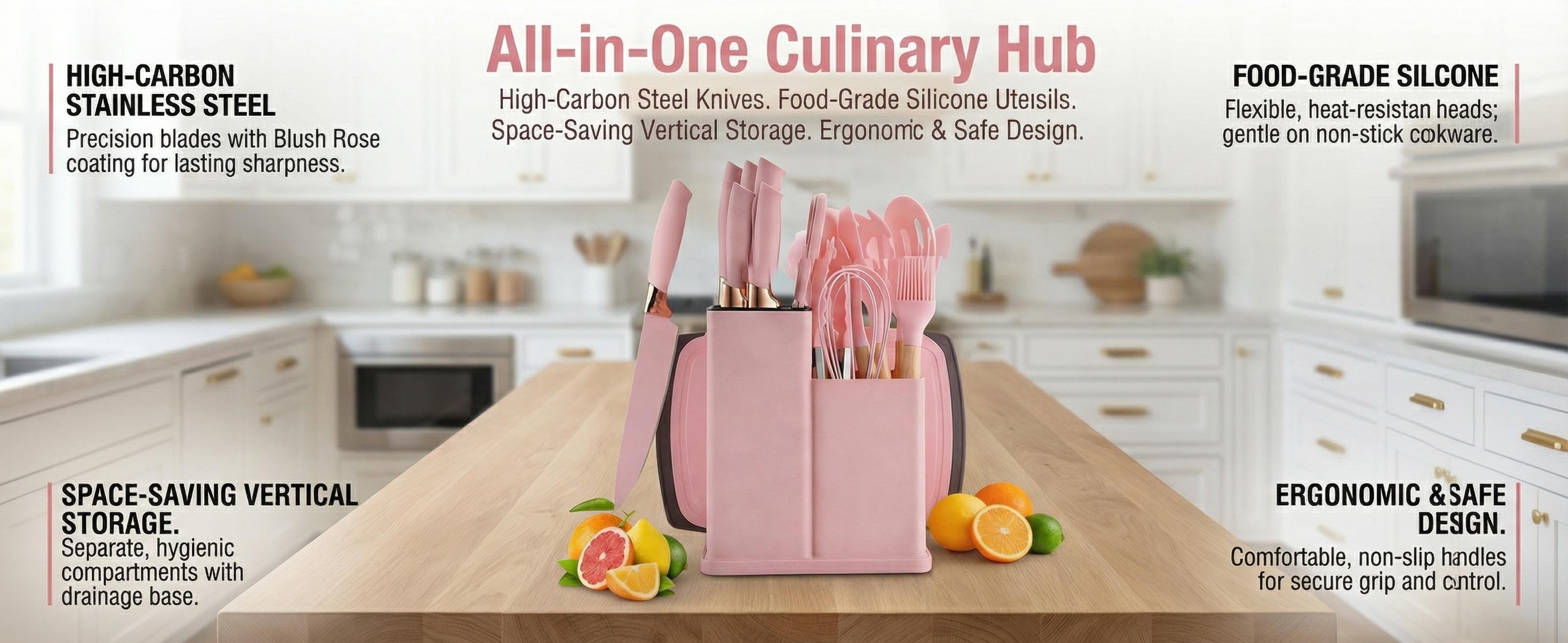 All in one culinary hub knife utensil storage