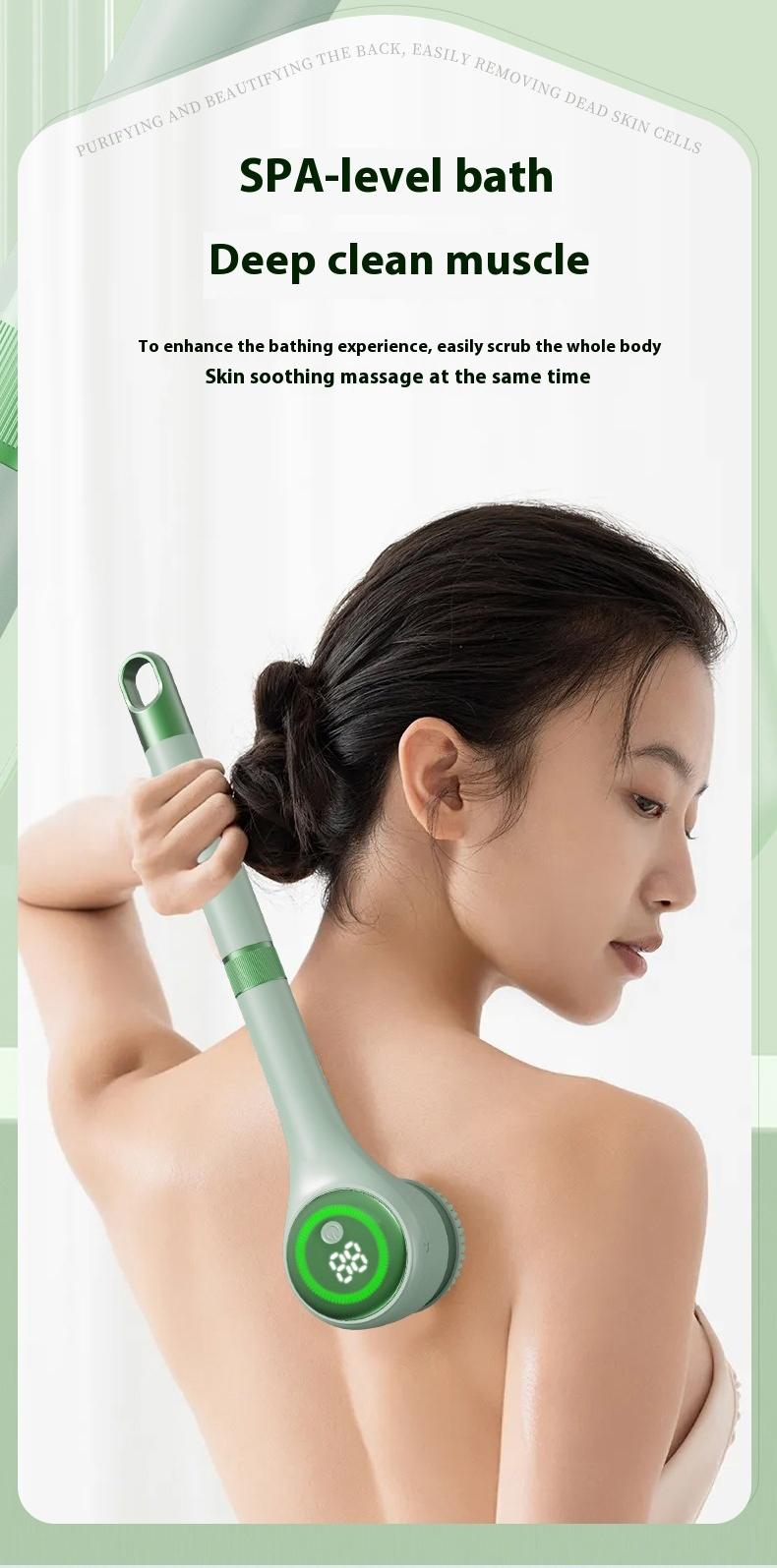 Rechargeable Motorized Electric Shower Back Scrubber - Long Handle IPX Waterproof PVC Spin Bath Brush with 5 Replaceable Heads, 3 Speed Modes, Exfoliating Massager for Adults Sensitive Skin, USB, Full Body (Shoulders, Calves Care, Great Gift Option) Rechargeable Motorized Electric Shower Back Scrubber - Long Handle IPX Waterproof PVC Spin Bath Brush with 5 Replaceable Heads, 3 Speed Modes, Exfoliating Massager for Adults Sensitive Skin, USB, Full Body (Shoulders, Calves Care, Great Gift Option)