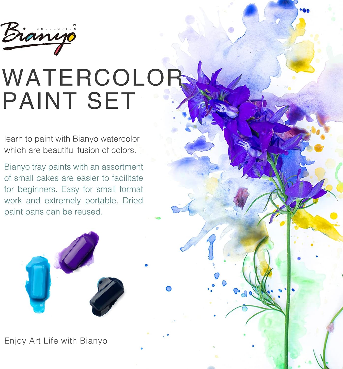 Die optional erhältliche Aquarellfarben-Palette in einem Metallkasten