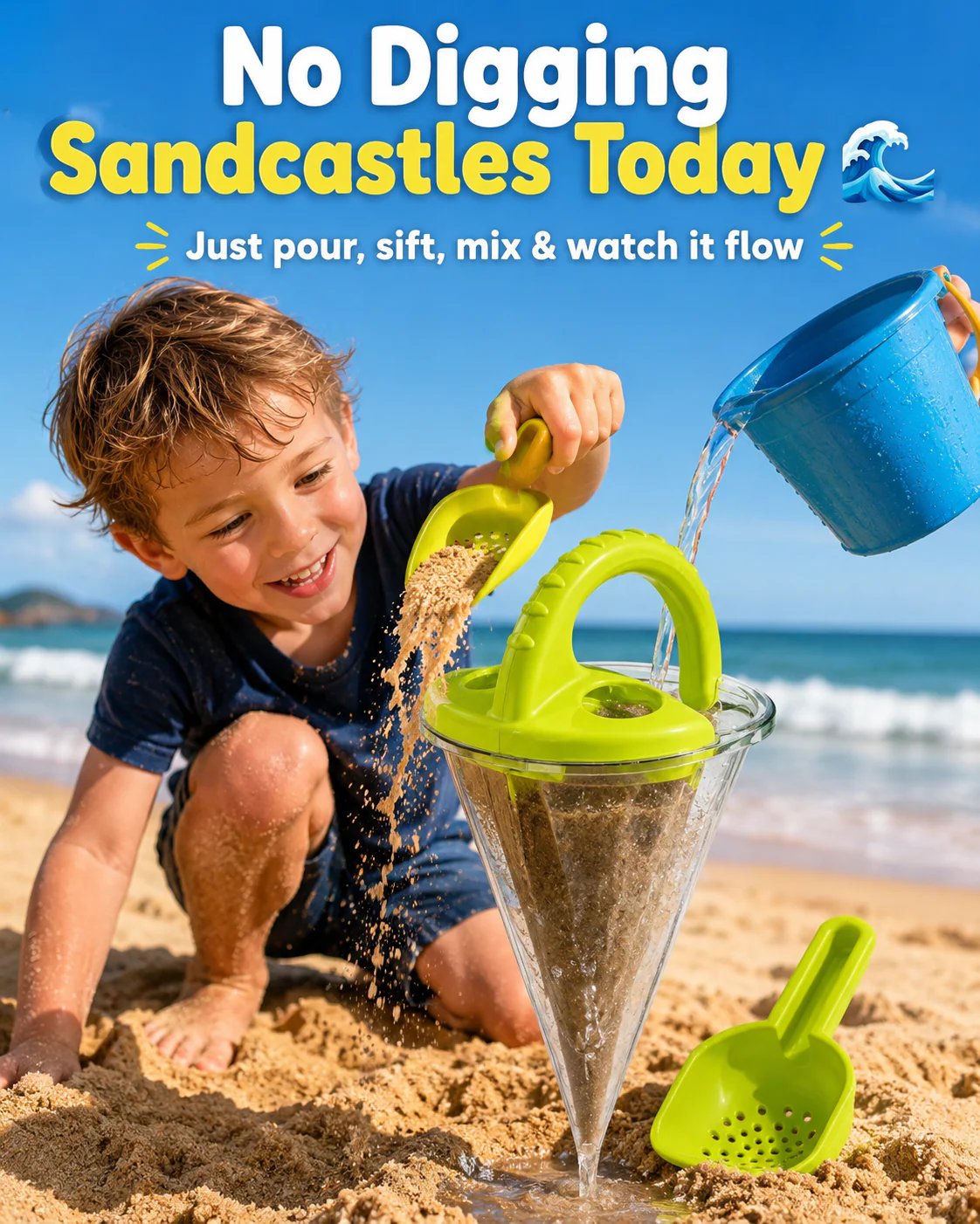 No digging sandcastles today sand and water funnel toy