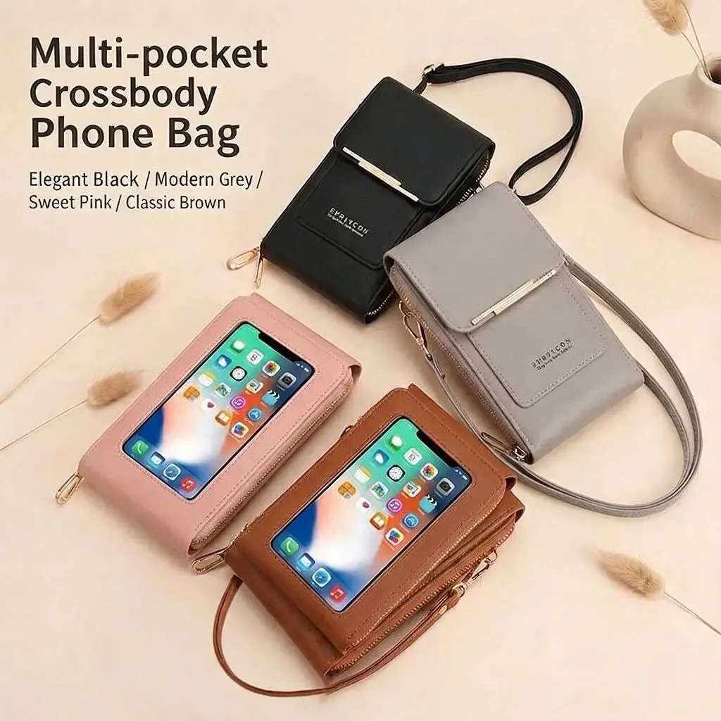 Phone bag with multiple compartments and card slots