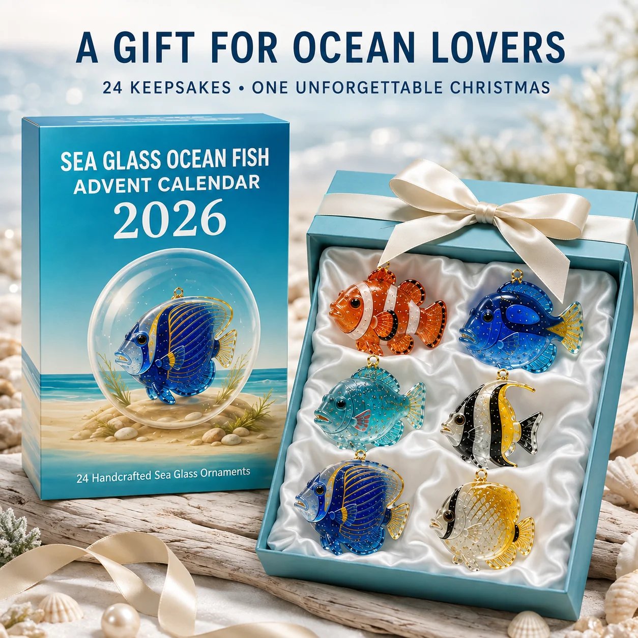 Sea Glass Ocean Fish Advent Calendar Christmas gift presentation