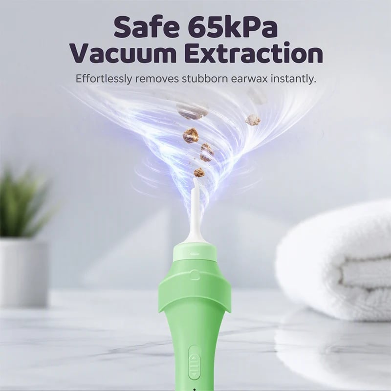 65 kPa suction feature for collecting loosened earwax