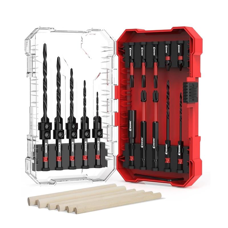 Product Introduction of EZARC Wood Countersink Drill Bit Set With 1/4" Hex Shank for Woodworking/ 15count Set (With wood plug cutter) / 24count Set (With wood sticks) 4