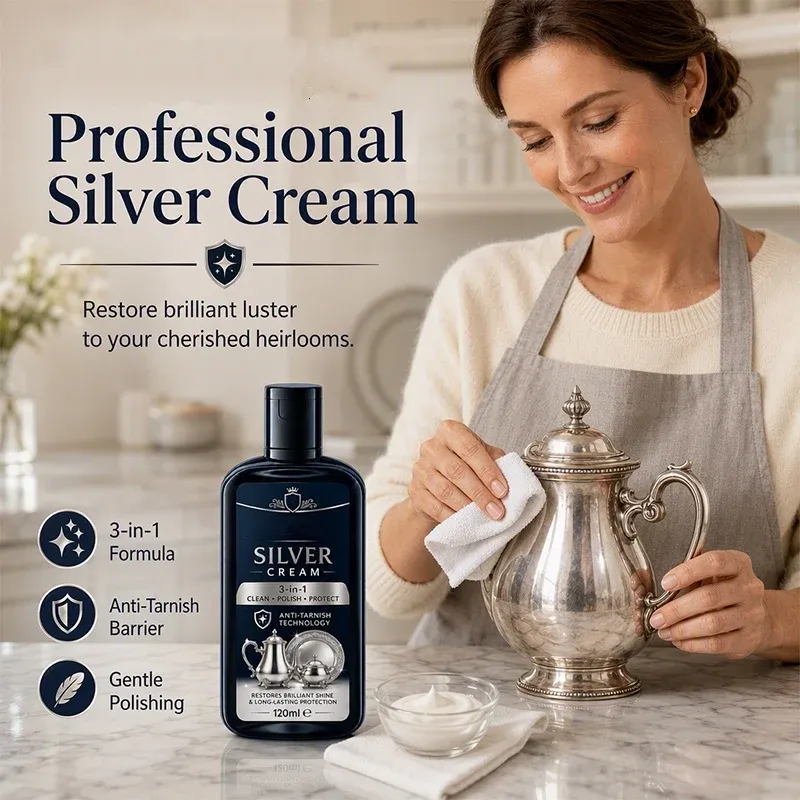 Silver polishing cream for cleaning and restoring shine